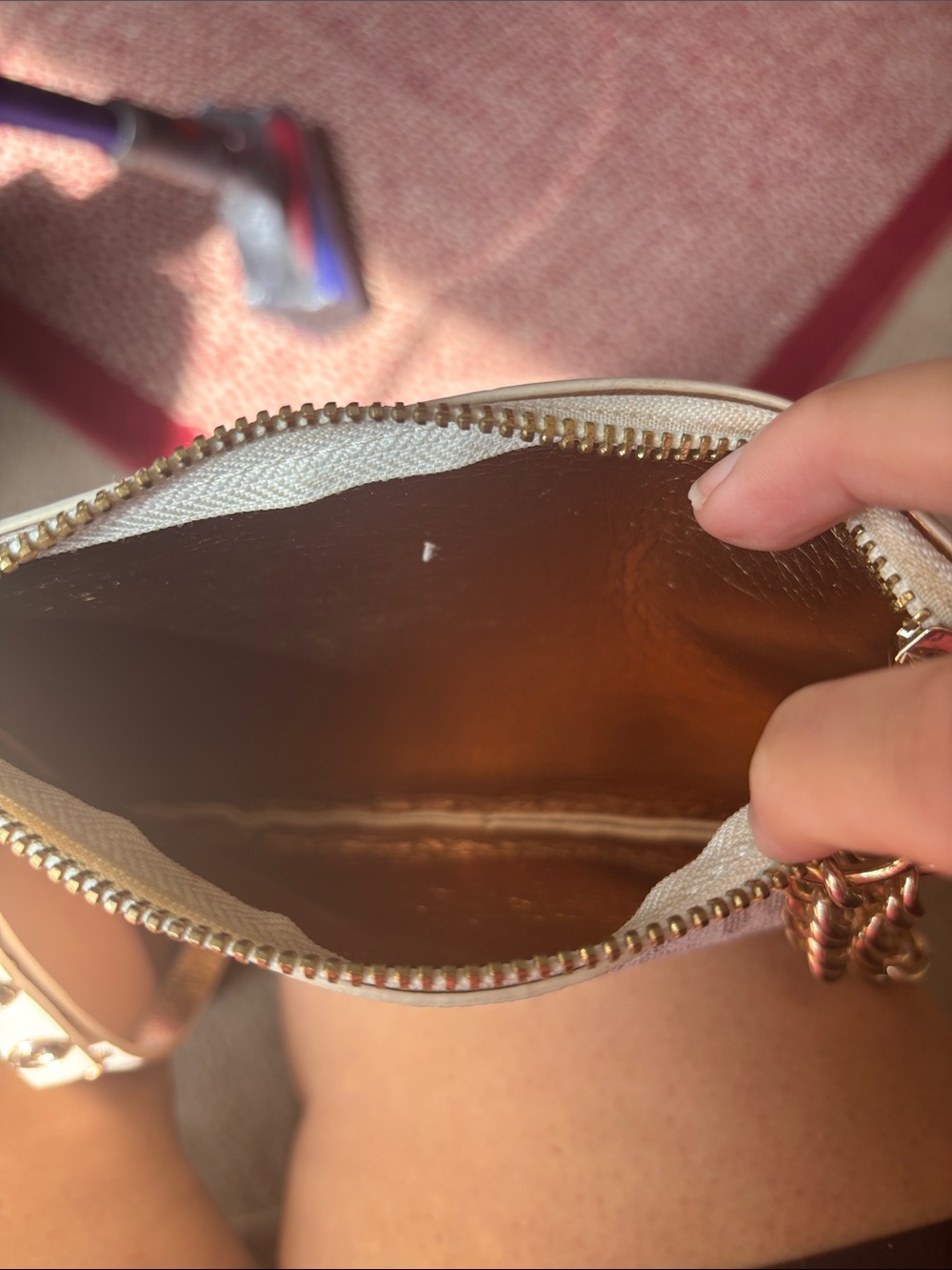 Michael Kors Beige Monogram Crossbody with Gold Chain - Picture 2 of 2